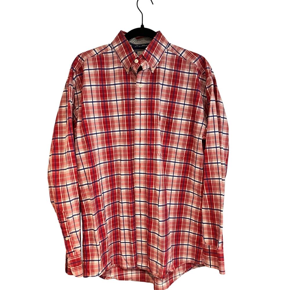 VINTAGE George Strait Wrangler Shirt Cowboy Cut Red Plaid Button Up Size L